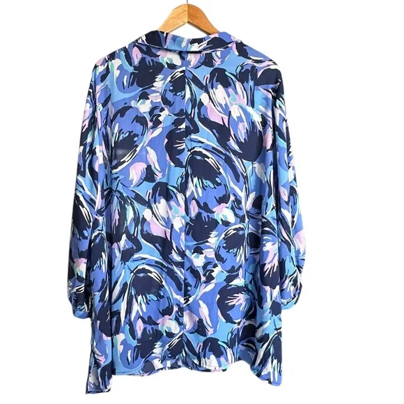 5 for $40 SALE! 
Catherine’s Blue Pink Floral Button Up Blouse 3/4 Sleeve sz 3x - Picture 7 of 8